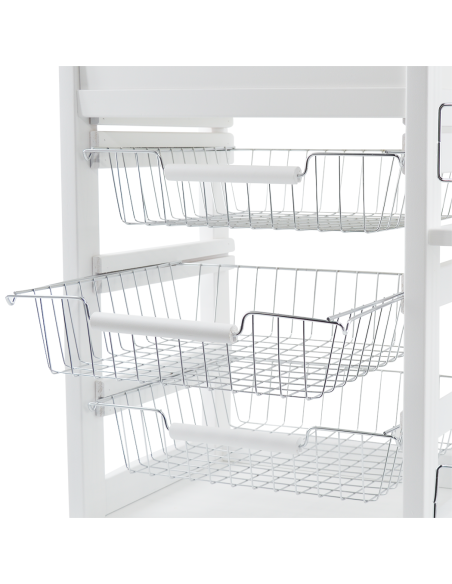 Carrello Portapane 3 Cassetti Portabottiglie con Ruote MAS084 Bianco 57x38x82cm