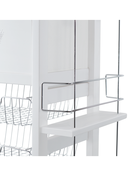 Carrello Portapane 3 Cassetti Portabottiglie con Ruote MAS084 Bianco 57x38x82cm