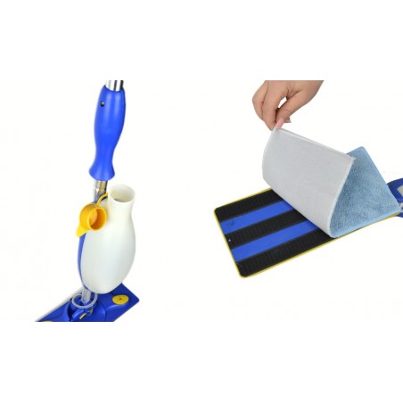Scopa con spruzzino lavapavimenti serbatoio e panno microfibra