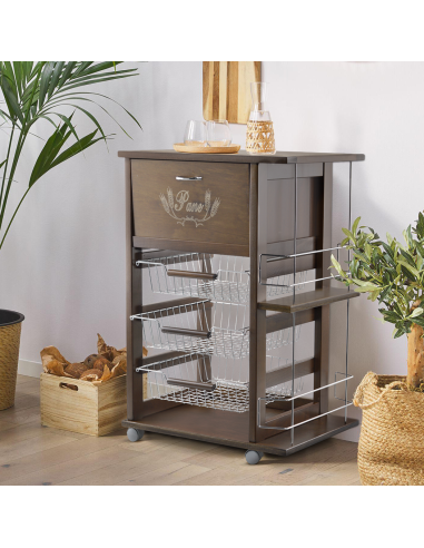 Carrello Portapane 3 Cassetti Portabottiglie...