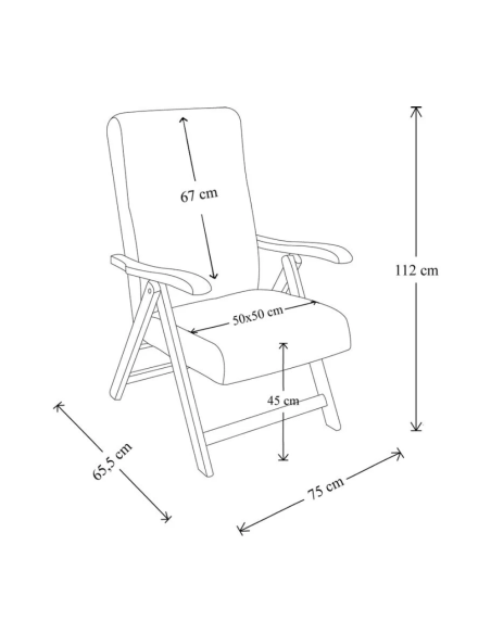 Poltrona in Legno Faggio Noce Miami MAS272 Schienale Reclinabile Relax 65x112x75