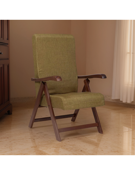 Poltrona in Legno Faggio Noce Miami MAS272 Schienale Reclinabile Relax 65x112x75