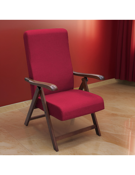 Poltrona in Legno Faggio Noce Miami MAS272 Schienale Reclinabile Relax 65x112x75