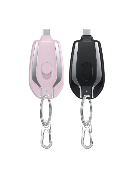 Portachiavi Powerbank 1500mAh Caricabatterie Emergenza Portatile Cavo USB-C