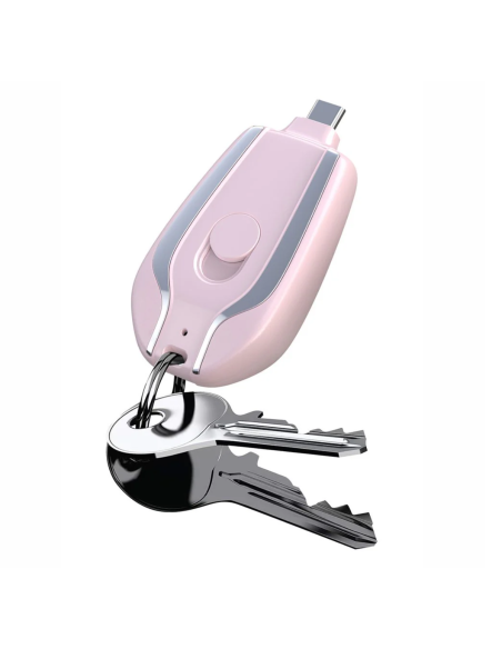 Portachiavi Powerbank 1500mAh Caricabatterie Emergenza Portatile Cavo USB-C