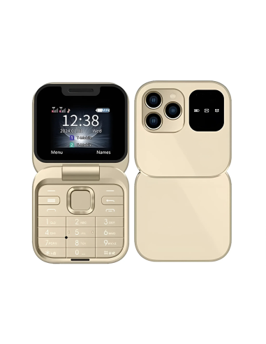 Image of Telefono Tascabile Pieghevole 1.77" i16 PRO Dual SIM Fotocamera Bluetooth MP4 Oro