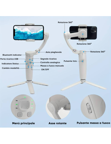 Stabilizzatore Smartphone 3 Assi Cardanico...