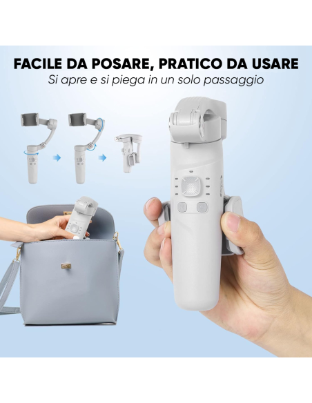 Stabilizzatore Smartphone 3 Assi Cardanico Treppiedi Pieghevole per Foto e Video