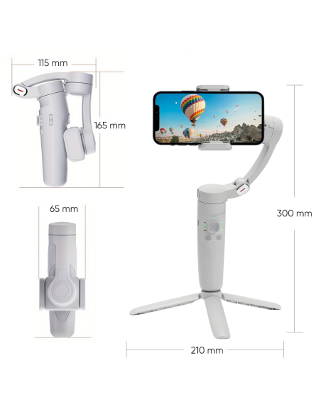 Stabilizzatore Smartphone 3 Assi Cardanico Treppiedi Pieghevole per Foto e Video