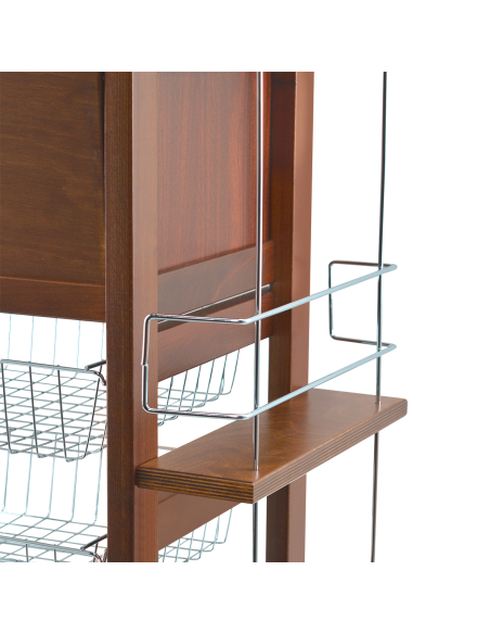 Carrello Portapane 3 Cassetti Portabottiglie con Ruote MAS017 Ciliegio 57x38x82