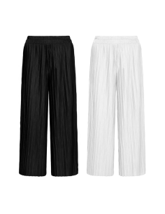 Set JANA 2 Pantaloni Donna Nero Bianco Gamba Larga...