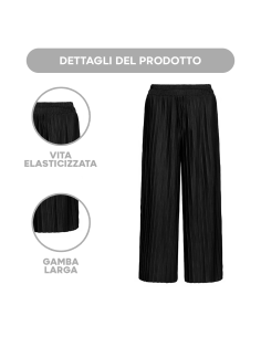 Set JANA 2 Pantaloni Donna Nero Bianco Gamba Larga... 2
