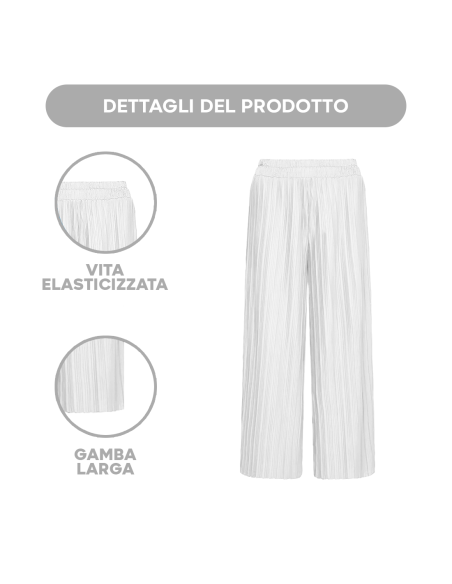 Set JANA 2 Pantaloni Donna Nero Bianco Gamba Larga Modello Vita Alta ed Elastico
