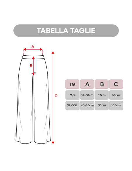 Set JANA 2 Pantaloni Donna Nero Bianco Gamba Larga Modello Vita Alta ed Elastico