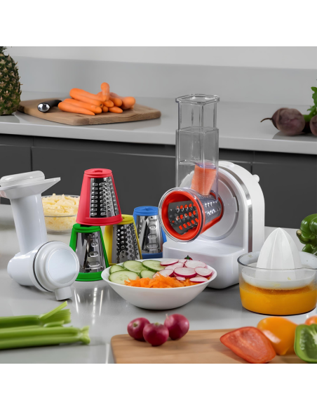 Robot da Cucina Multifunzione 3 in 1 Spremiagrumi Grattugia Frulla e Affetta