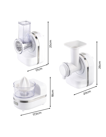 Robot da Cucina Multifunzione 3 in 1 Spremiagrumi Grattugia Frulla e Affetta