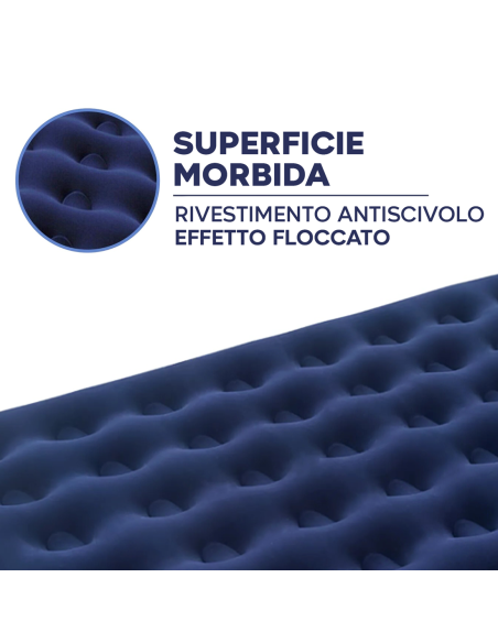 Materasso Gonfiabile Matrimoniale da Campeggio e Casa Effetto Floccato 191x137cm