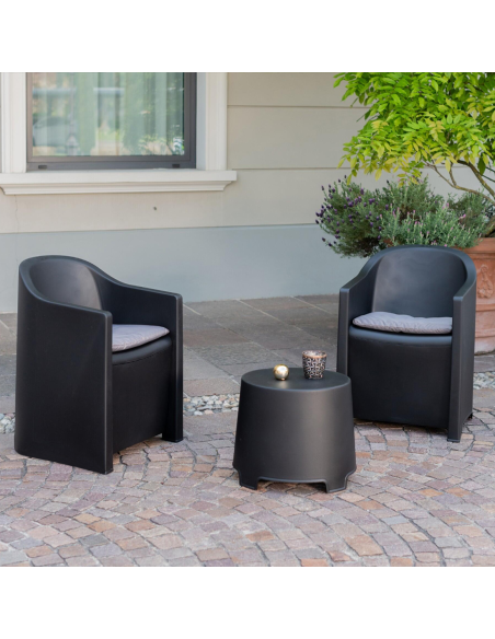 Set Giardino LUNA Salottino da Esterno 2 Poltrone Tavolino Outdoor con Cuscini