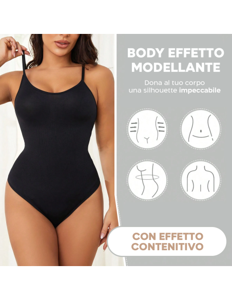 Body Contenitivo Donna con Spalline Regolabili Canotta Tessuto Elasticizzato
