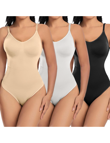 Pack 3 Body Contenitivo Donna Spalline Regolabili Canotta Tessuto Elasticizzato