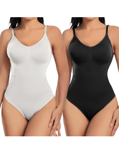 Pack 2 Body Nero e Bianco Contenitivo Donna Spalline...