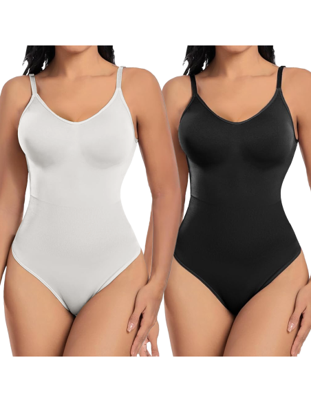 Pack 2 Body Nero e Bianco Contenitivo Donna Spalline Regolabili Elasticizzato