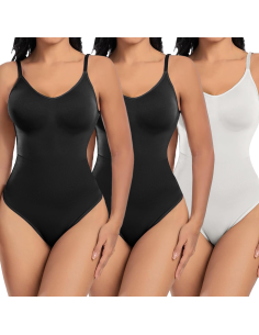 Pack 3 Body da Donna 2 Neri 1 Bianco Contenitivo Canotta...