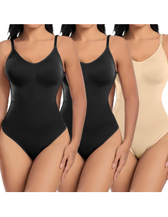 Pack 3 Body da Donna 2 Neri 1 Beige Contenitivo Canotta...