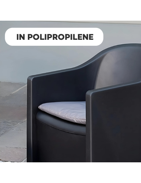 Set Giardino LUNA Salottino da Esterno 2 Poltrone Tavolino Outdoor con Cuscini