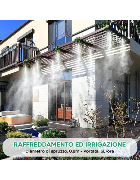 2pz Kit Sistema di Irrigazione Automatica Nebulizzatore per Esterno Cavo 10mt