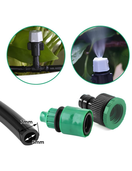 2pz Kit Sistema di Irrigazione Automatica Nebulizzatore per Esterno Cavo 10mt