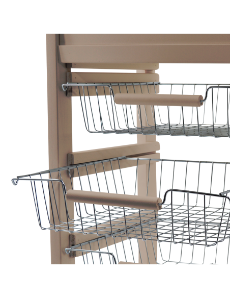 Carrello Portapane 3 Cassetti Portabottiglie con Ruote MAS250 Tortora 57x38x82cm