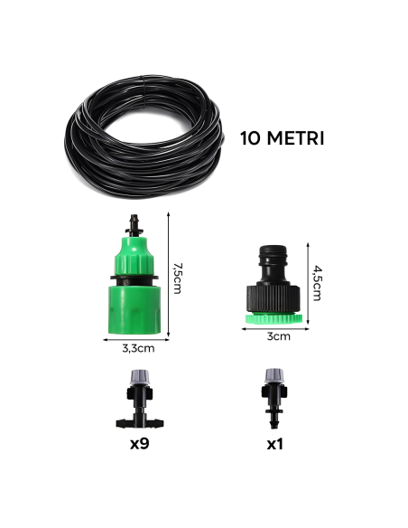 Kit Sistema di Irrigazione Automatica Nebulizzatore Acqua per Esterno Cavo 10mt