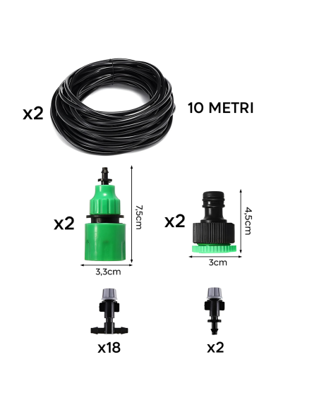 2pz Kit Sistema di Irrigazione Automatica Nebulizzatore per Esterno Cavo 10mt