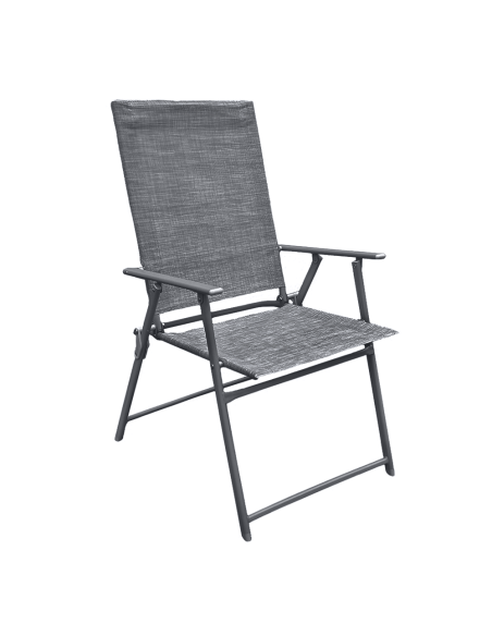 Set da Giardino in Alluminio Tavolo 4 Sedie in Textilene Pieghevole da Esterno