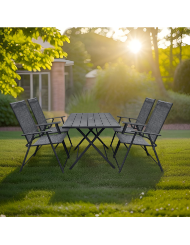 Set da Giardino in Alluminio Tavolo 4 Sedie in...