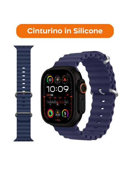 Smartwatch Ultra 49mm 4 Cinturini Notifiche Chiamate e App iOs e Android 4 in 1