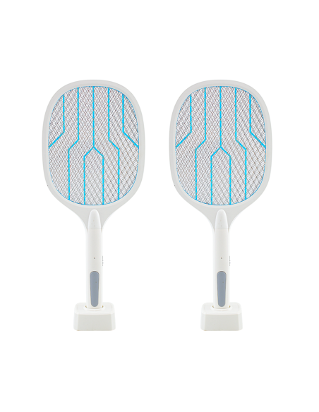 Set 2 Racchette Elettriche per Zanzare Base Ricaricabile USB con Luce LED 3000V