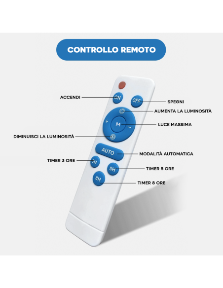 Faro Solare LED 600W con Pannello Solare Crepuscolare 6500K IP66 con Telecomando
