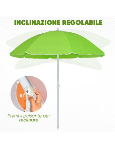 Ombrellone da Spiaggia Inclinabile Antivento 8...