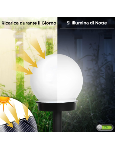 2pz Lampada Sfera Ricarica Solare 10cm da...