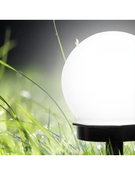 2pz Lampada Sfera Ricarica Solare 10cm da Esterno Picchetto Piantabile Giardino