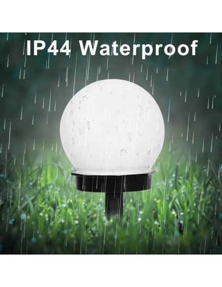 2pz Lampada Sfera Ricarica Solare 10cm da Esterno Picchetto Piantabile Giardino