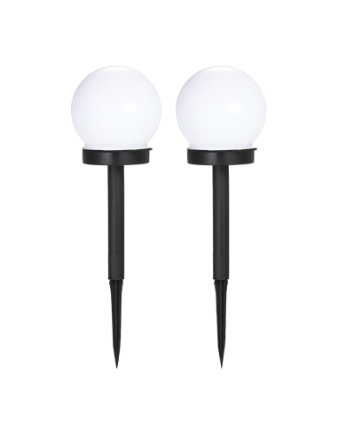 2pz Lampada Sfera Ricarica Solare 10cm da Esterno Picchetto Piantabile Giardino