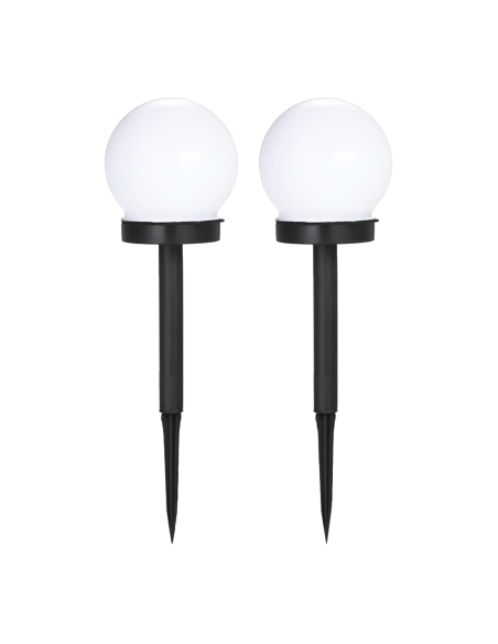 2pz Lampada Sfera Ricarica Solare 10cm da Esterno Picchetto Piantabile Giardino