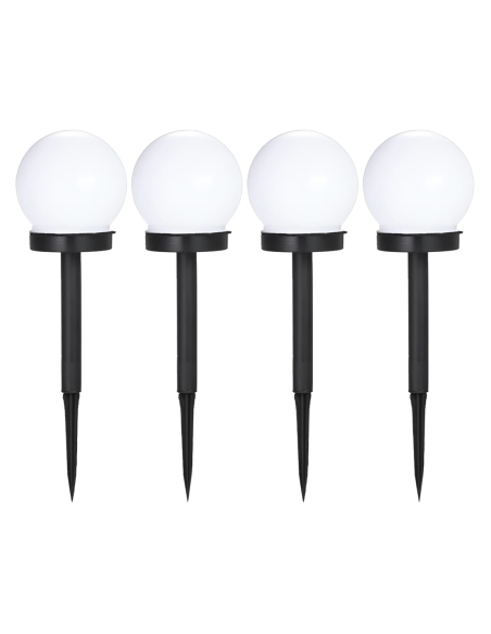 4pz Lampada Sfera Ricarica Solare 10cm da Esterno Picchetto Piantabile Giardino