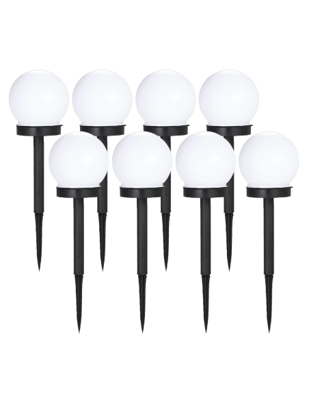 8pz Lampada Sfera Ricarica Solare 10cm da Esterno Picchetto Piantabile Giardino