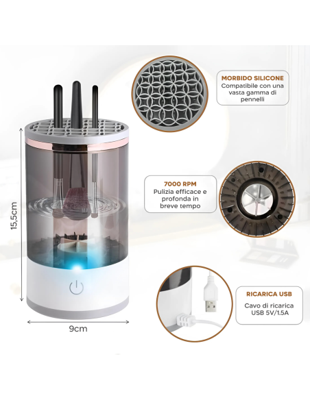 Macchina Elettrica per Pulizia Pennelli Trucco Centrifuga e Sterilizzazione UV
