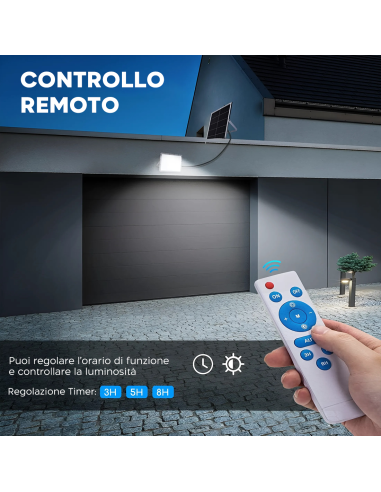 Faro Solare LED 400W con Pannello Solare...