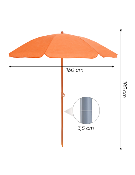 Ombrellone da Spiaggia TNT Palinuro H185cm Inclinabile 8 Stecche Palo Alluminio